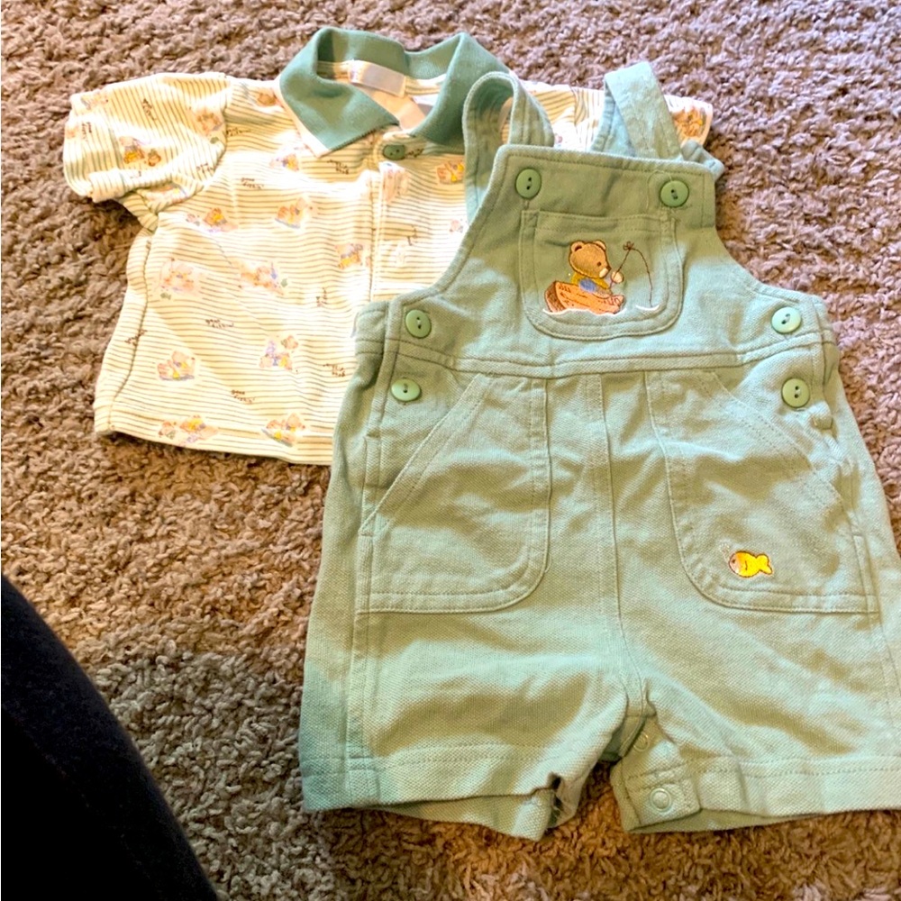 Boys 6/9 month bears fishing 2 pc